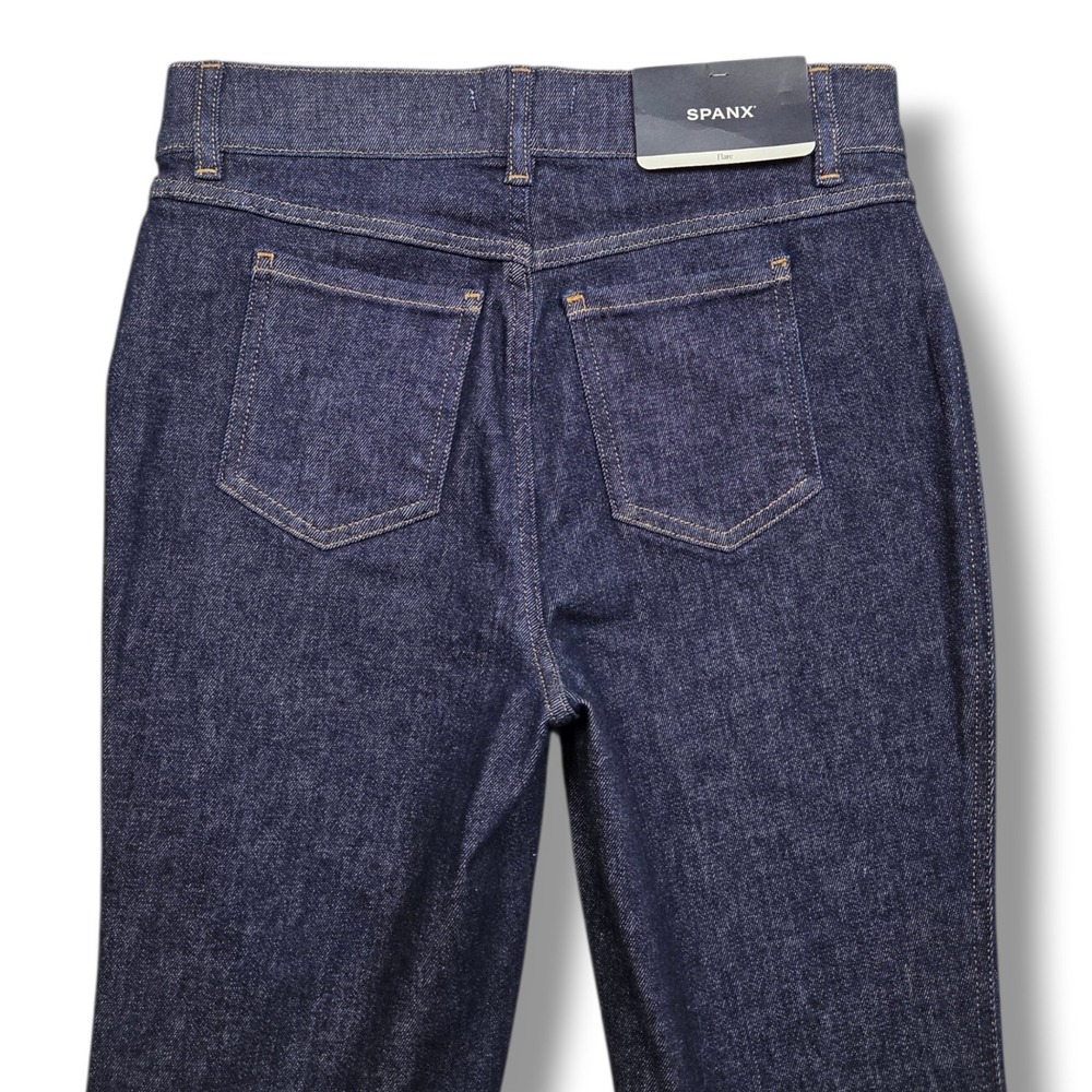 Spanx Flare Jeans Womens Medium Raw Indigo Wash High Rise Pull On EveryWear - Picture 5 of 11